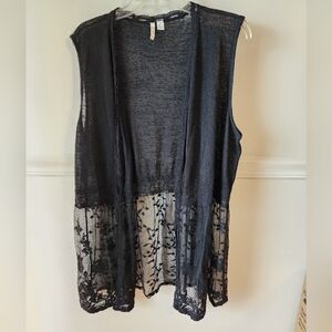 Lightweight Sleeveless Black Cardigan Size XL
